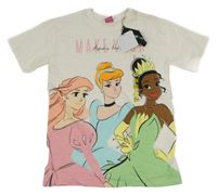 Nové -Bílé oversize tričko s princeznami Disney