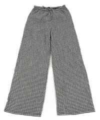 Černo-bílé kostkované krepové kalhoty H&M