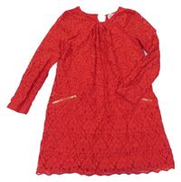 Červené krajkové šaty se zipy H&M