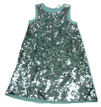 Modrozeleno-stříbrné tylové flitrové šaty H&M