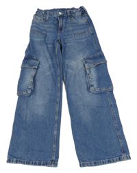 Modré cargo wide leg rifle H&M