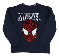 Tmavomodrá mikina se Spidermanem z překlápěcích flitrů H&M