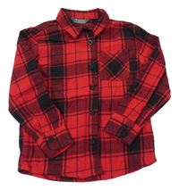 Červeno-černá kostkovaná flanelová košile Primark