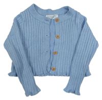 Modrý crop lehký žebrovaný propínací svetr Primark