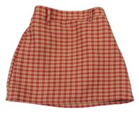 Červeno-béžová kostkovaná sukně 