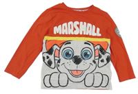 Červeno-světlešedé/melírované triko s PAW PATROL - Marshall nickelodeon