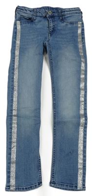 Modré skinny fit rifle s proužky H&M