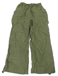 Khaki šusťákové volné kalhoty s kapsami Rolanko 