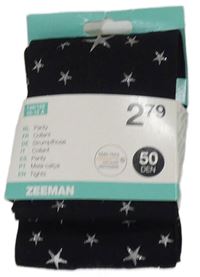 Nové - Černé silonové punčocháče s hvězdičkami Zeeman