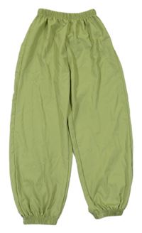 Zelenoolivové cuff šusťákové kalhoty 