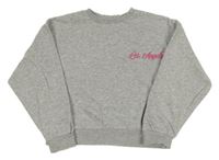 Šedá melírovaná oversize crop mikina s nápisem Matalan