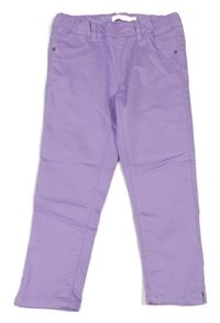 Lila plátěné elastické capri kalhoty Name it