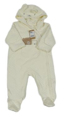 Nové - smetanová vzorovaná tepláková kombinéza s medvědy a kapucí Mothercare