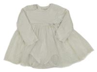 Bílé bavlněno/tylové třoytivé šaty se všitým body H&M