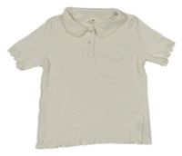 Bílé děrované tričko s límečkem H&M