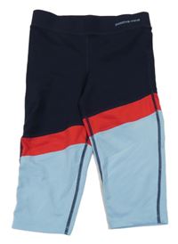 Tmavomodro-červeno-světlemodré sportovní capri legíny TCM