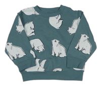 Modrozelená mikina s ledními medvědy Primark