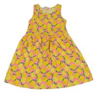 Neonově růžové bavlněné šaty s citrony H&M