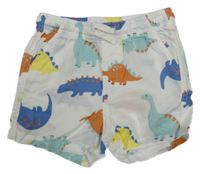 Bílé plátěné kraťasy s dinosaury 