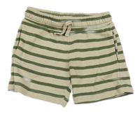 Béžovo-khaki pruhované teplákové kraťasy H&M