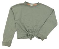 Khaki crop mikina s uzlem H&M