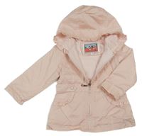 Světlerůžová šusťáková jarní parka s kapucí 