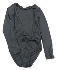 Tmavošedé žebrované třpytivé body s uzlem Zara