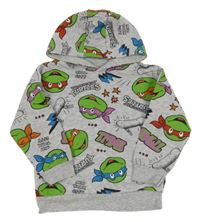 Šedá mikina s Želvami Ninja a kapucí Primark