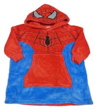 Červeno-modrá chlupatá oversize mikina - Spiderman a kapucí M&S