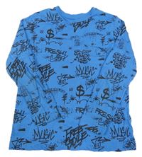 Modré triko s nápisy Primark