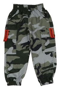 Nové - Khaki-šedé army cargo kalhoty s kapsami 