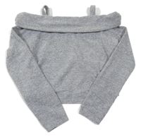 Šedý melírovaný crop svetr s volnými rameny Matalan