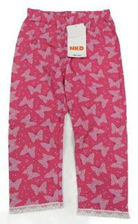 Nové - Růžové capri legíny s motýlky Kids