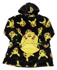 Černá chlupatá oversize mikina Pikachu s kapucí 