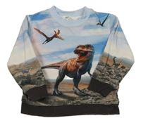 Modro-bílá mikina s dinosaury H&M