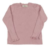 Růžové žebrované pletené triko H&M