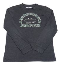 Tmavošedé triko s nápisem a skatem Abercrombie&Fitch