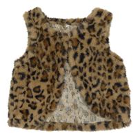 Hnědá kožešinová vesta s leopardím vzorem