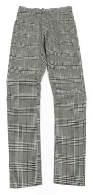Bílo-černo-vínové kostkované skinny fit kalhoty H&M