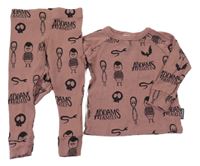 Starorůžové žebrované pyžamo - Addamsova rodina 