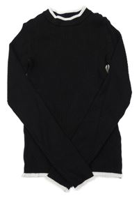 Černo-bílý žebrovaný crop svetr PRIMARK