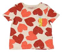 Nové - Světlerůžové tričko se srdíčky Primark