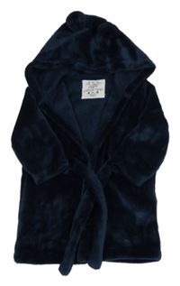 Tmavomodrý plyšový župan s kapucí F&F
