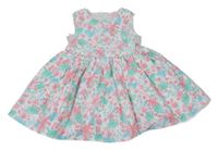 Bílo-mintovo-růžovo-modré květované šaty Primark