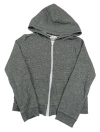 Šedá melírovaná propínací crop mikina s kapucí H&M