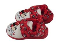 Nové - Bílo-červené sametové bačkory s Minnie Disney vel.28
