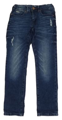 Tmavomodré slim fit rifle s prošoupáním Petrol 