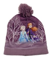 Fialová sametová čepice s Frozen a kapucí 