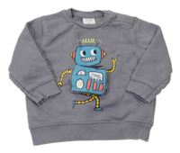 Tmavošedá mikina s robotem ZARA