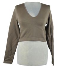 Dámské světlehnědé žebrované elastické crop triko Primark 
